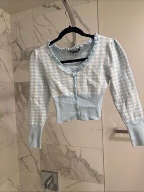 Urban Outfitters Pale Blue Ruffled Knit Top